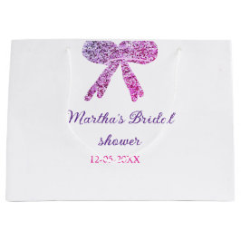 Sacola Para Presentes Grande Arco rosa roxo brilho glitter chá de noiva nome