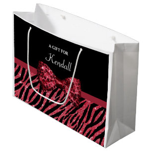Sacola Para Presentes Grande Arco vermelho à moda do Glitz do FALSO do
