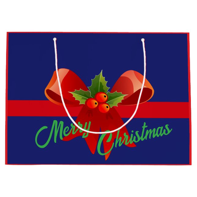 Sacola Para Presentes Grande Arco Vermelho Feliz Natal (Frente)