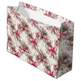 Sacola Para Presentes Grande Arcos de Natal rosa