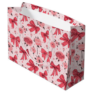 Sacola Para Presentes Grande Arcos florescentes - Padrão Floral e de Fita