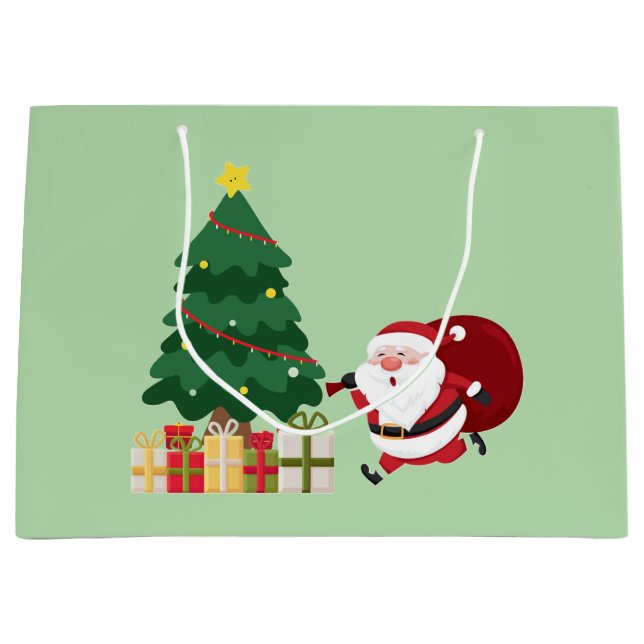 Sacola Para Presentes Grande Armenian Happy New Year Cute Santa Gift Bag (Frente)