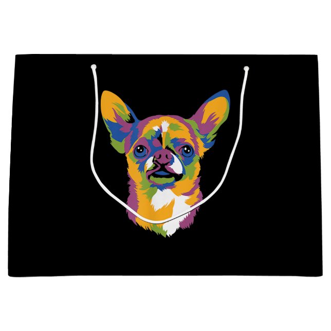 Sacola Para Presentes Grande Art Chihuahua Cute Paw Pet Gift Men Mulheres Filho (Frente)
