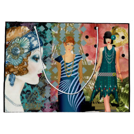 Sacola Para Presentes Grande Art Deco Flappers