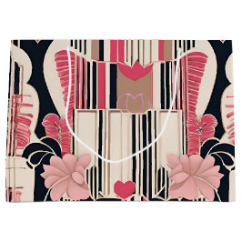 Sacola Para Presentes Grande Art Deco Love Wraping Paper