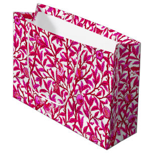 Sacola Para Presentes Grande Art Nouveau Bird e Pomegranato, Fuchsia Rosa