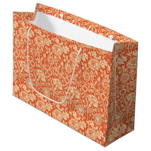 Sacola Para Presentes Grande Art Nouveau Carnação Damask, Mandarin Orange