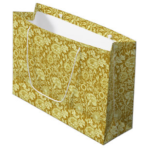 Sacola Para Presentes Grande Art Nouveau Carnação Damask, Mostarda e Amarelo