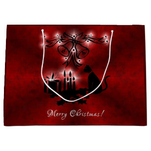 Sacola Para Presentes Grande Artdeco de Natal com Gato Negro