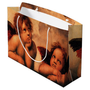 Sacola Para Presentes Grande Arte angélico do querubim de Raphael