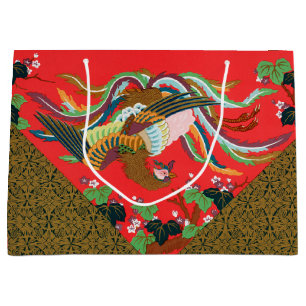 Sacola Para Presentes Grande Arte de G.A. Audsley da Fênix Japonesa Vermelha Vi