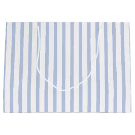 Sacola Para Presentes Grande Arte de Listra Vertical Azul Branco Suave