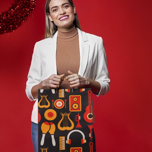 Sacola Para Presentes Grande Arte sobre instrumentos musicais (gift bag, birthday surprise gift bag, teddy bear gift bag, wine gift bag, travel bag, use and throw )