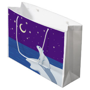 Sacola Para Presentes Grande Arte Stargazing de Cub de urso polar