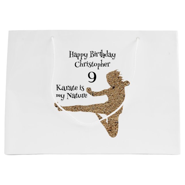 Sacola Para Presentes Grande Artes Marciais Negras e Brancas Karate Parabéns (Frente)