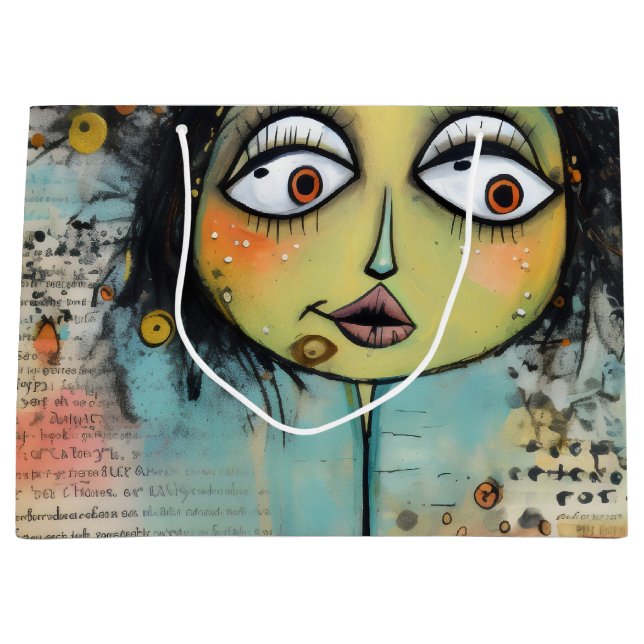 Sacola Para Presentes Grande ArtLady 26 Encantada e angustiada (Frente)