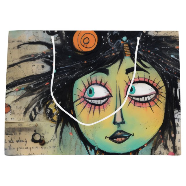 Sacola Para Presentes Grande ArtLady 27 Encantada e angustiada (Frente)