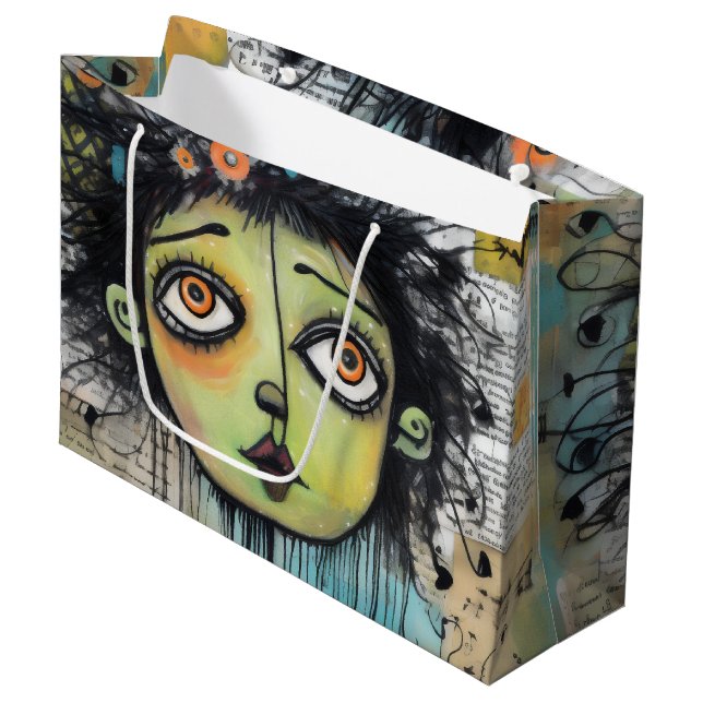 Sacola Para Presentes Grande ArtLady 29 Encantada e angustiada (Frente inclinada)