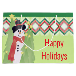 Sacola Para Presentes Grande Artsy Snowman Designada