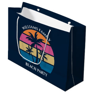 Sacola Para Presentes Grande Árvore Azul Palm do Partido da Praia legal