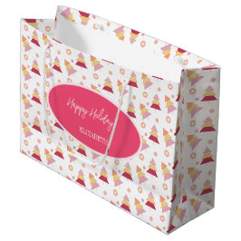 Sacola Para Presentes Grande Árvore de Feriado Cinza-Rosa-Cor-de-Rosa-Gelada