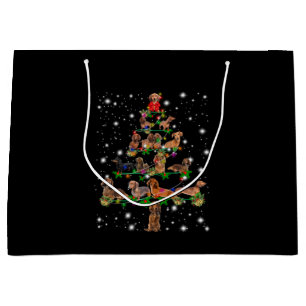 Sacola Para Presentes Grande Árvore De Natal Dachshund Coberta Por Lâmpada