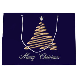 Sacola Para Presentes Grande Árvore de Natal Dourada