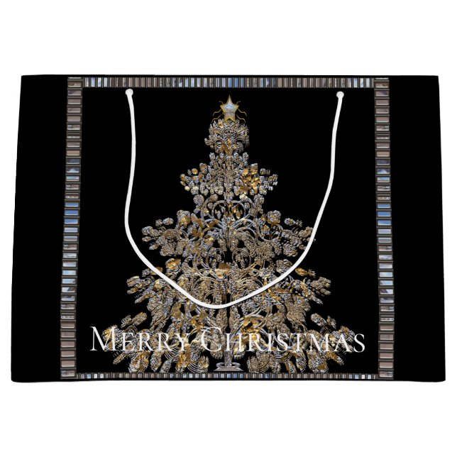 Sacola Para Presentes Grande Árvore de Natal Elegante Única (Frente)