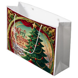 Sacola Para Presentes Grande Árvore de Natal Ornamentada