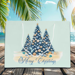 Sacola Para Presentes Grande Árvore de Natal Praia Feliz Natal