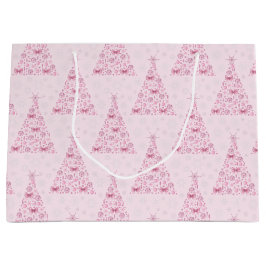 Sacola Para Presentes Grande Árvore de Natal Rosa