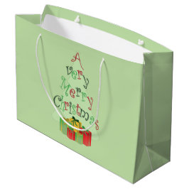 Sacola Para Presentes Grande Árvore de Natal Tradicional Alegre e Presentes Clá