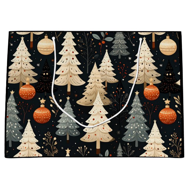 Sacola Para Presentes Grande Árvore de Noir Noël (Frente)