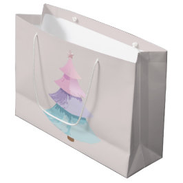 Sacola Para Presentes Grande Árvore Natal Pastel