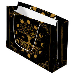 Sacola Para Presentes Grande Árvore ouro majestosa da vida