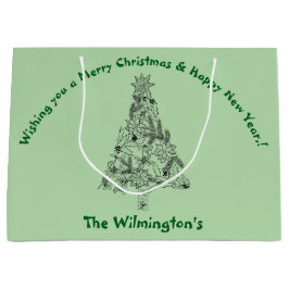 Sacola Para Presentes Grande Árvore verde esfestiva