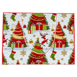 Sacola Para Presentes Grande Árvores de Natal