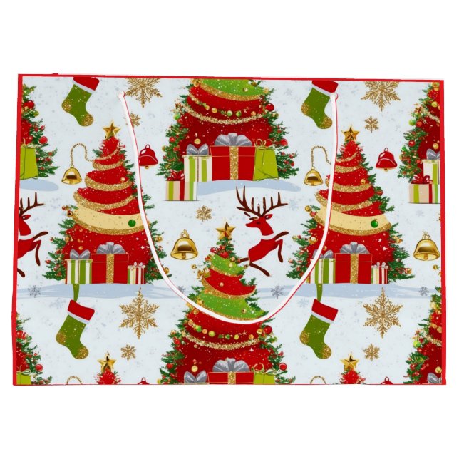 Sacola Para Presentes Grande Árvores de Natal (Verso)