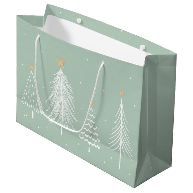 Sacola Para Presentes Grande Árvores de Natal  (Frente inclinada)