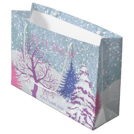 Sacola Para Presentes Grande Árvores de Natal de Neve Moderna MUDAM DE COR