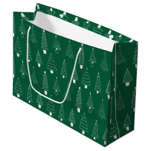 Sacola Para Presentes Grande Árvores de Natal de Pinheiro Verde Esmeralda Elega
