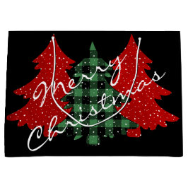 Sacola Para Presentes Grande Árvores de Natal Feliz