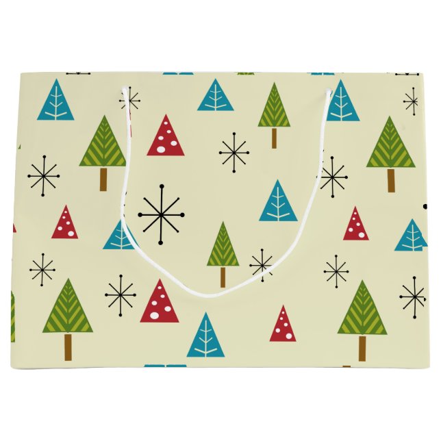 Sacola Para Presentes Grande Árvores de Natal Modernas de meio século (Frente)