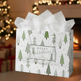 Sacola Para Presentes Grande Árvores de Natal Modernas, Sábio de Script MERRY C