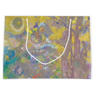 Sacola Para Presentes Grande Árvores em Fundo Amarelo, Redon
