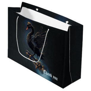 Sacola Para Presentes Grande Asas de liberdade o cisne negro no skate.