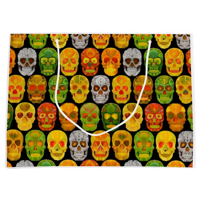 Sacola Para Presentes Grande Aspen Leaf Skulls padrão sem falhas 2018 (Frente)