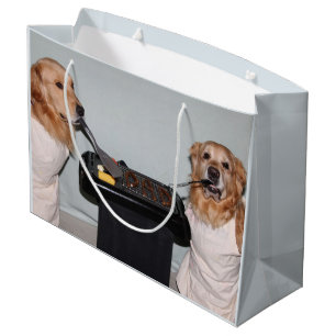 Sacola Para Presentes Grande Assado do pai do dia dos pais do golden retriever