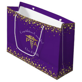 Sacola Para Presentes Grande Assistente Médico Graduado Roxo Dourado