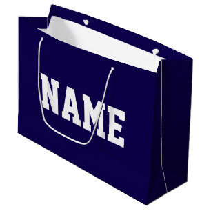 Sacola Para Presentes Grande Atletico Branco TEXTO SEU NOME em Azul Marinho Pro